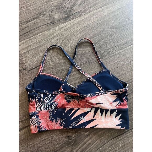 Joylab Strappy Workout Sports Bra Active Abstract Blue Tan Gym Joy Lab XS - Picture 2 of 3